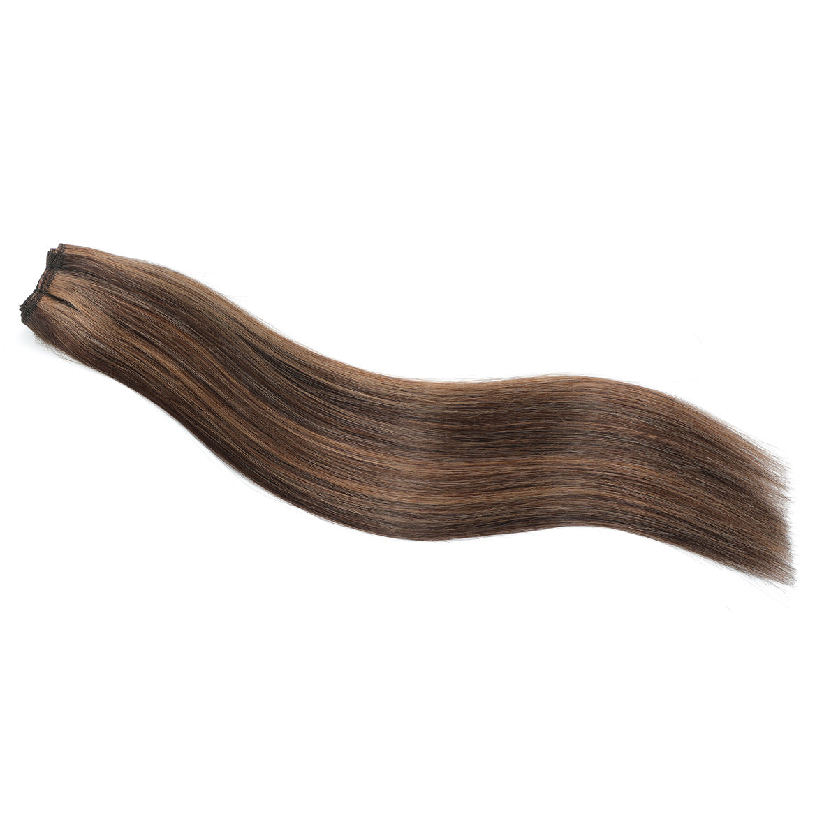 Weft Hair Extensions Brown and Caramel Highlights