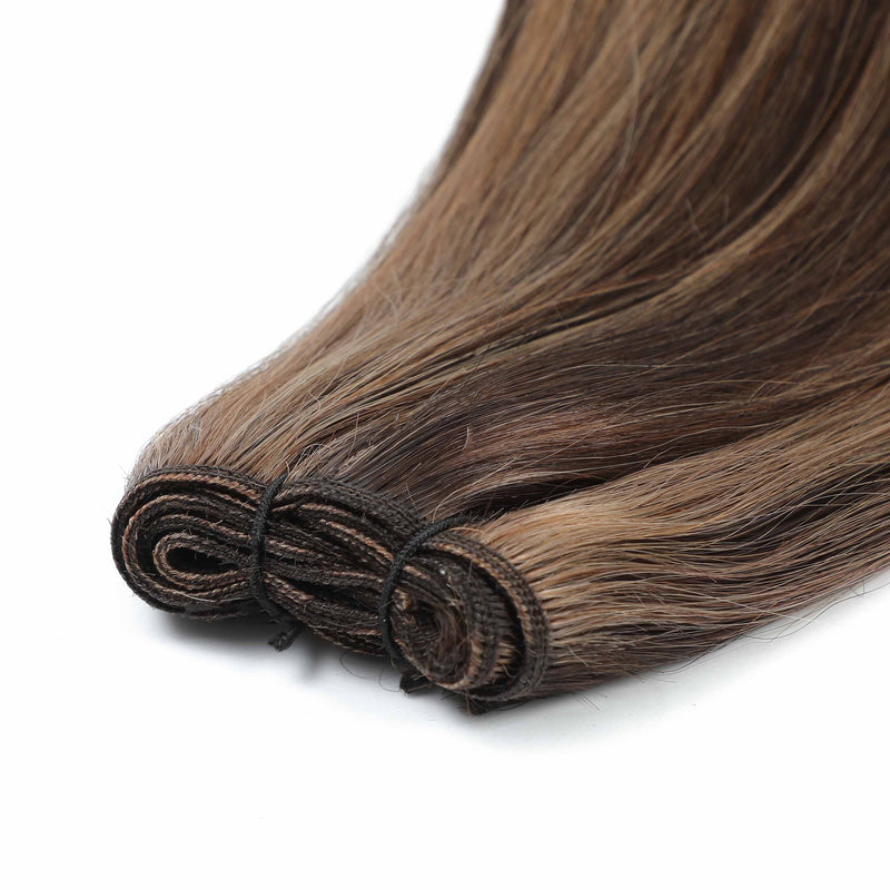 Weft Hair Extensions #2/12 Dark Brown & Dirty Blonde Mix 17” 60 Grams