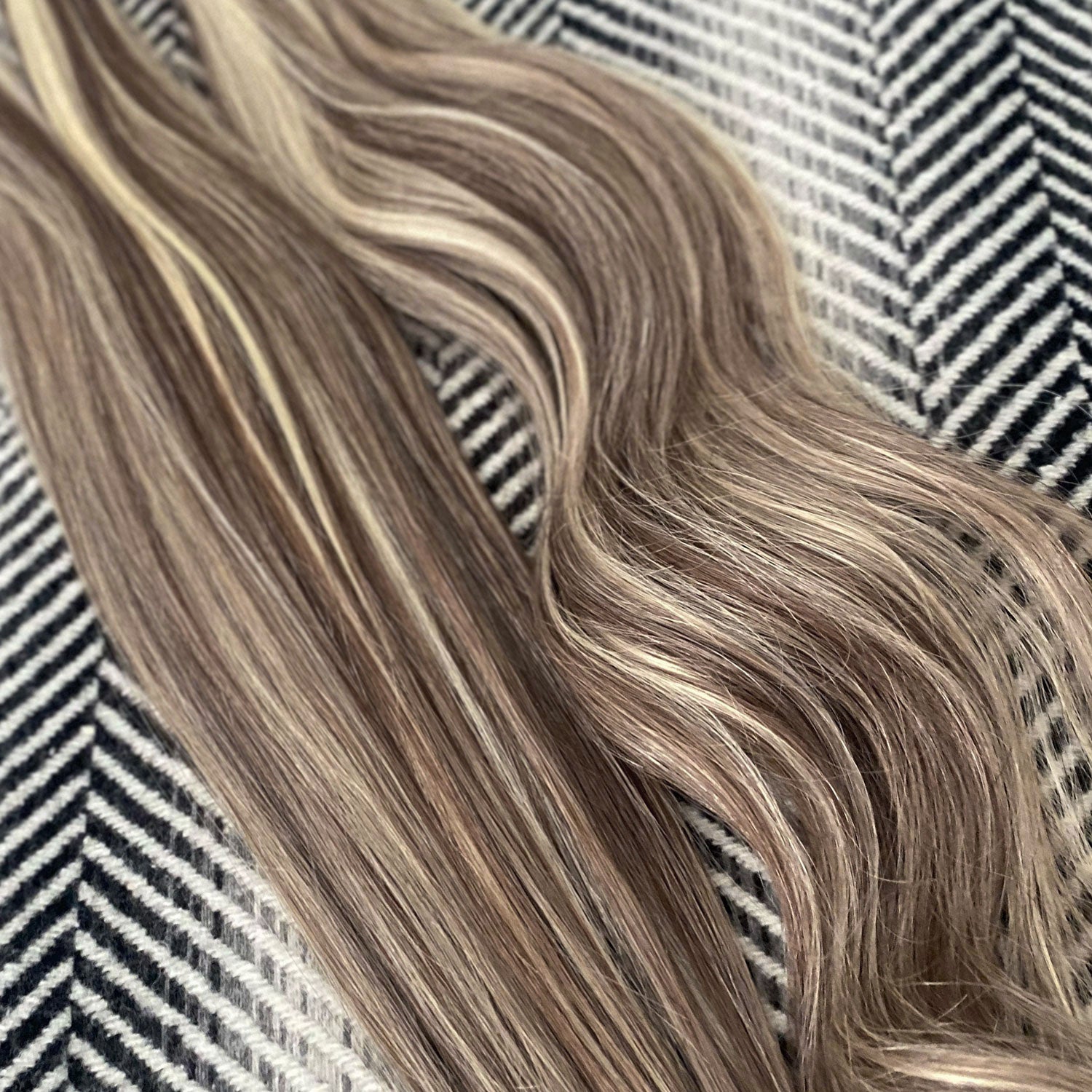 Clip In Hair Extensions #8a/60 Ash Brown and Platinum Blonde 13"