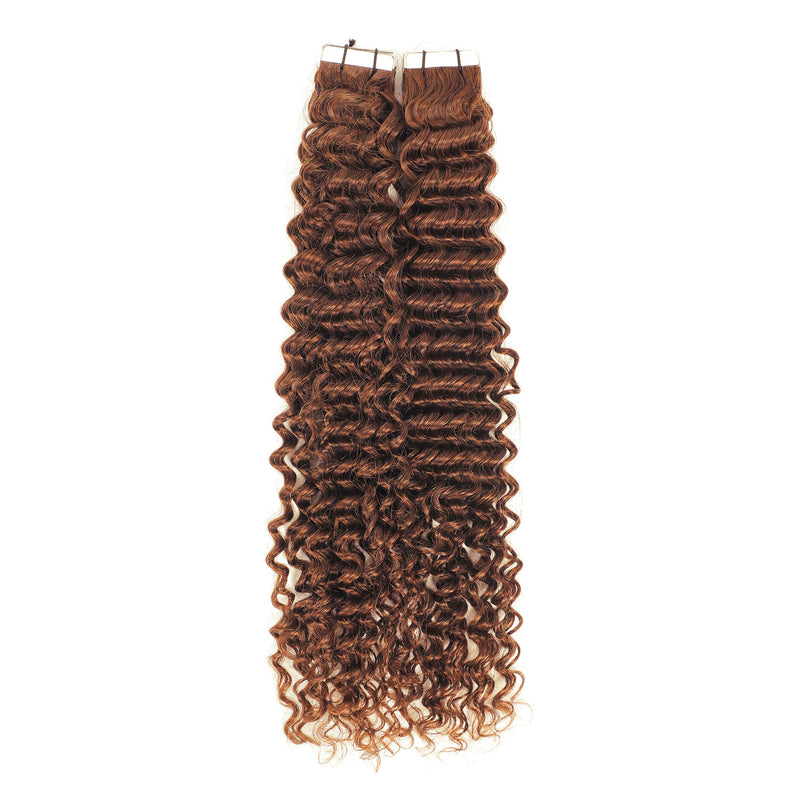 Curly Kinky Tape Hair Extensions  #30 Medium Copper