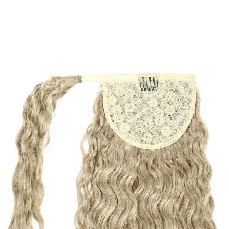 Curly Ponytail Human Hair Extensions #60a Silver Blonde