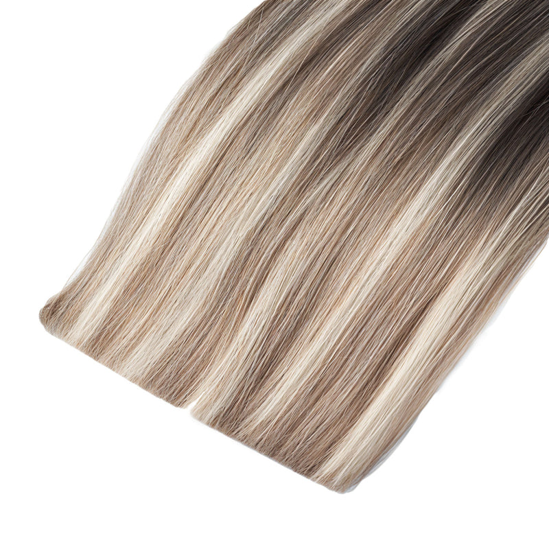 Invisible Tape Hair Extensions #8/60 Ash Brown Platinum Blonde