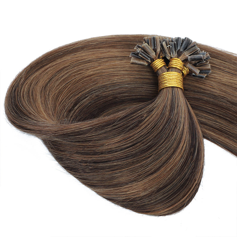 Keratin Bond Hair Extensions #2/12 Dark Brown Dirty Blonde