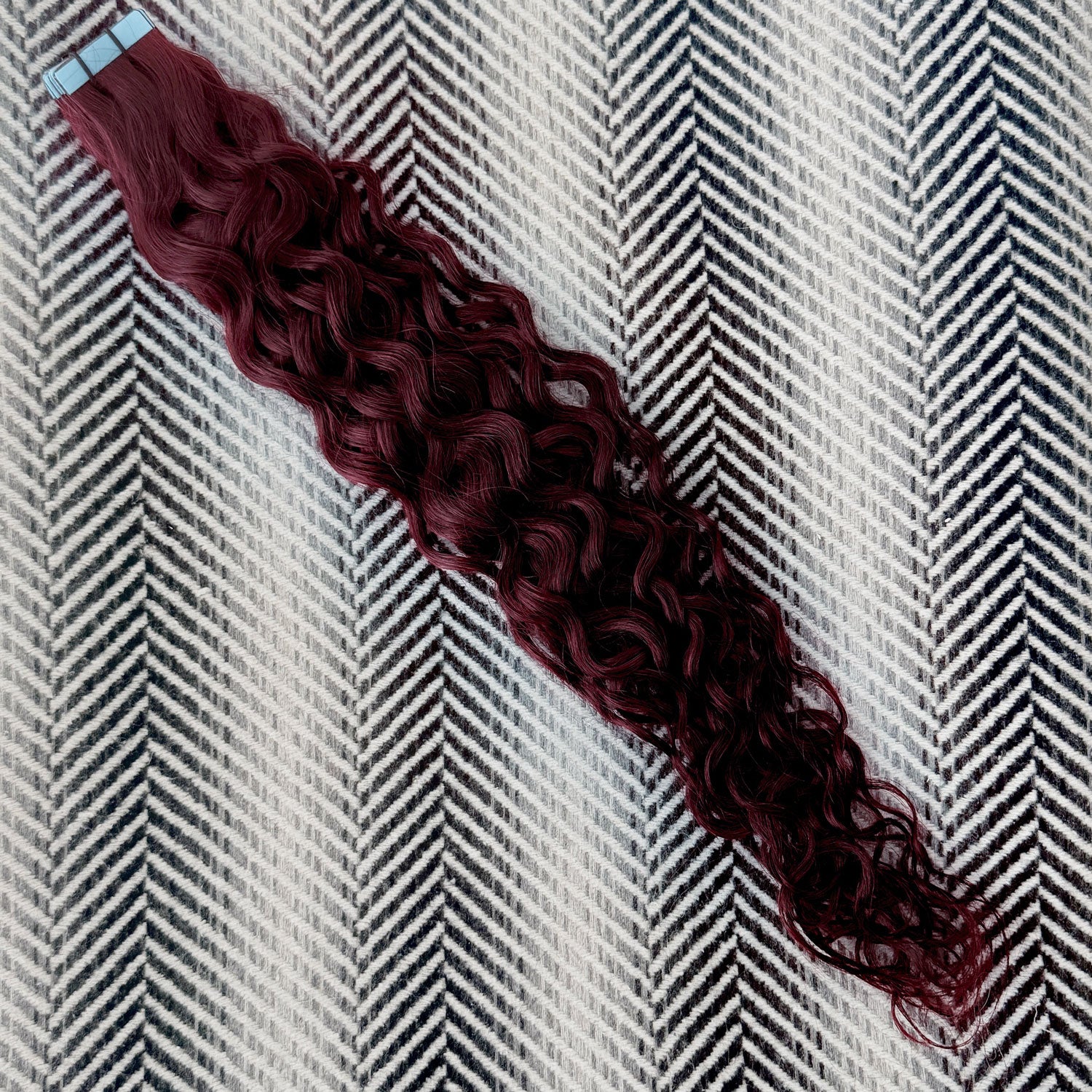 Curly Tape Hair Extensions 20" #99j Mahogany SALE 50 Grams