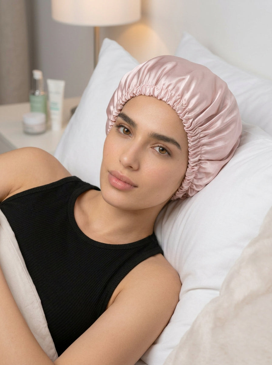 Bonnet 100% Mulberry Silk Double Layer Turban