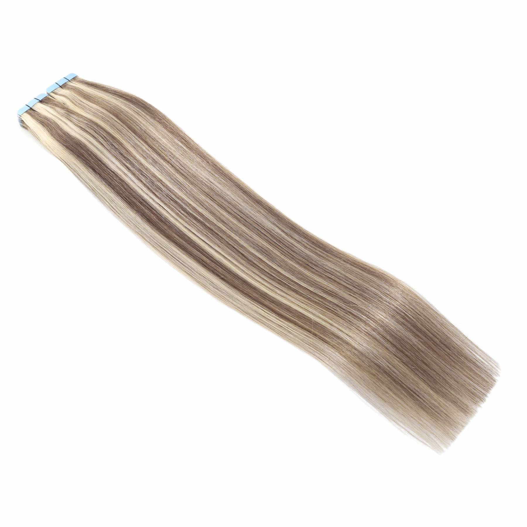 Tape Hair Extensions #8a/60 Ash Brown Platinum Blonde Mix