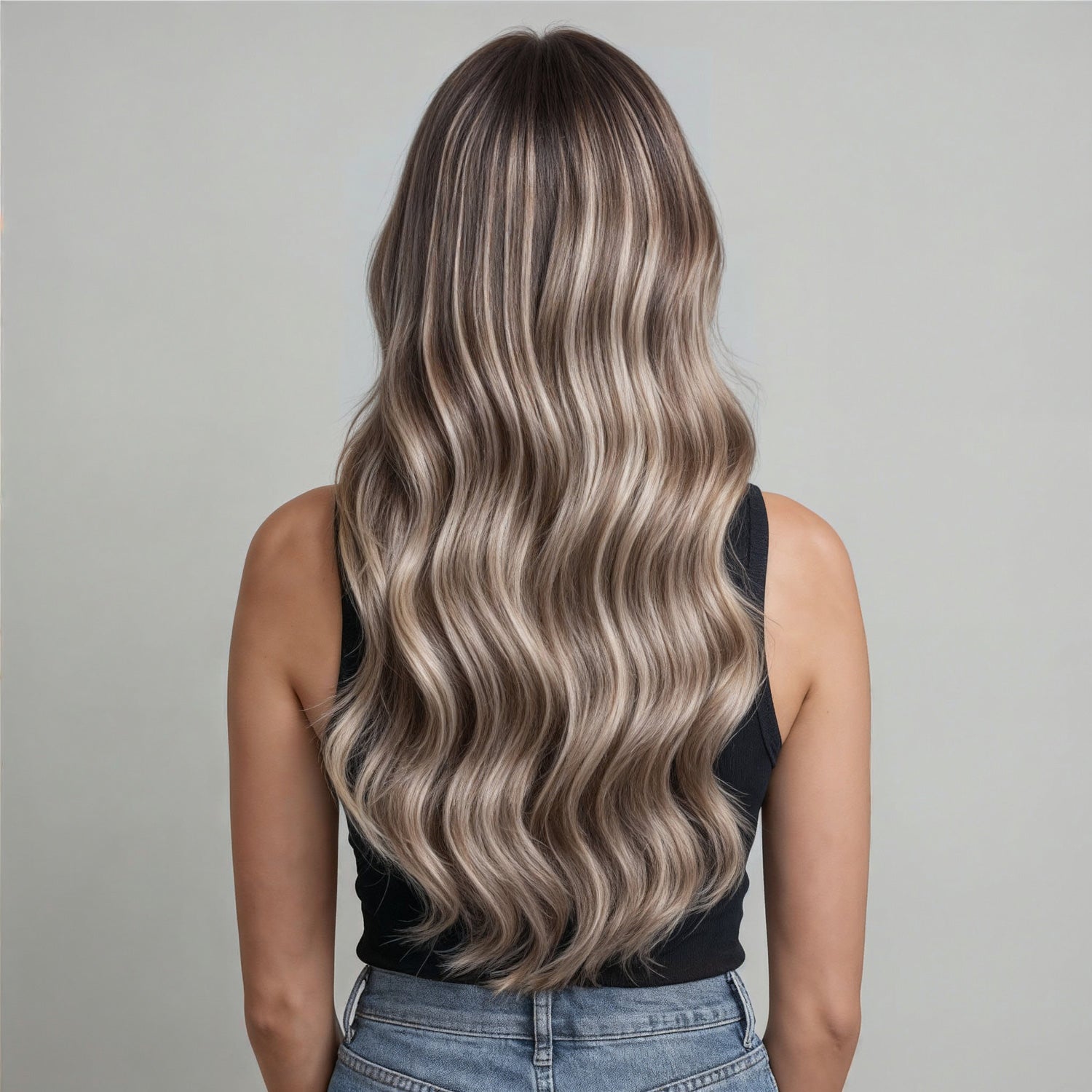 Invisible Tape Hair Extensions #8/60 Ash Brown & Platinum Blonde