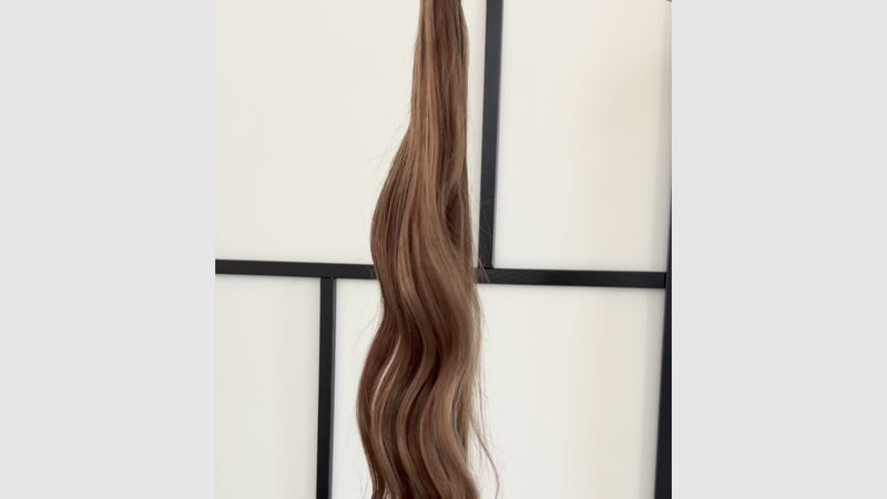 Tape Hair Extensions 23" #4/27 Chestnut Brown Bronzed Blonde Mix