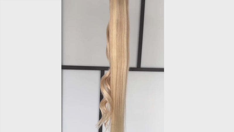 Genius Weft Hair Extensions   #18a/60 Ash Blonde and Platinum Blonde Highlights