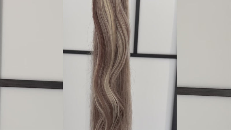 Clip In Hair Extensions 21"  # 8/60 Ash Brown and Platinum Blonde