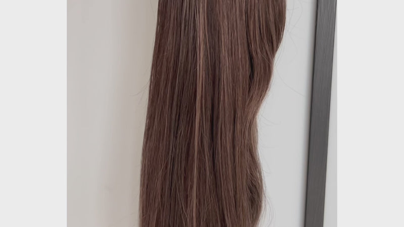 Clip In Hair Extensions #2c/8a Chocolate Brown and Ash Brown Mix 17"