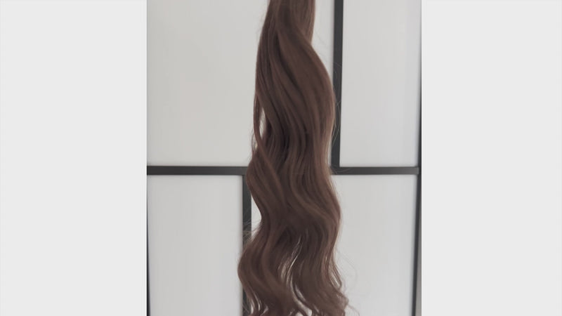 Clip In Wavy Human Hair Extensions #8a Ash Brown 22 Inch