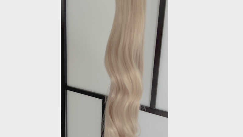 Ash Blonde Hair Extensions hair bundle video closeup of shade