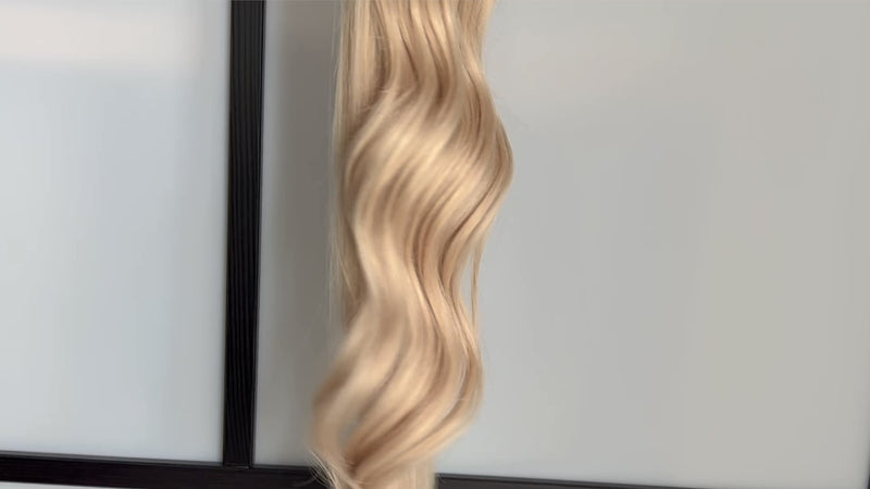 Clip In Wavy Human Human Hair Extensions #51 Champagne Blonde 22 Inch