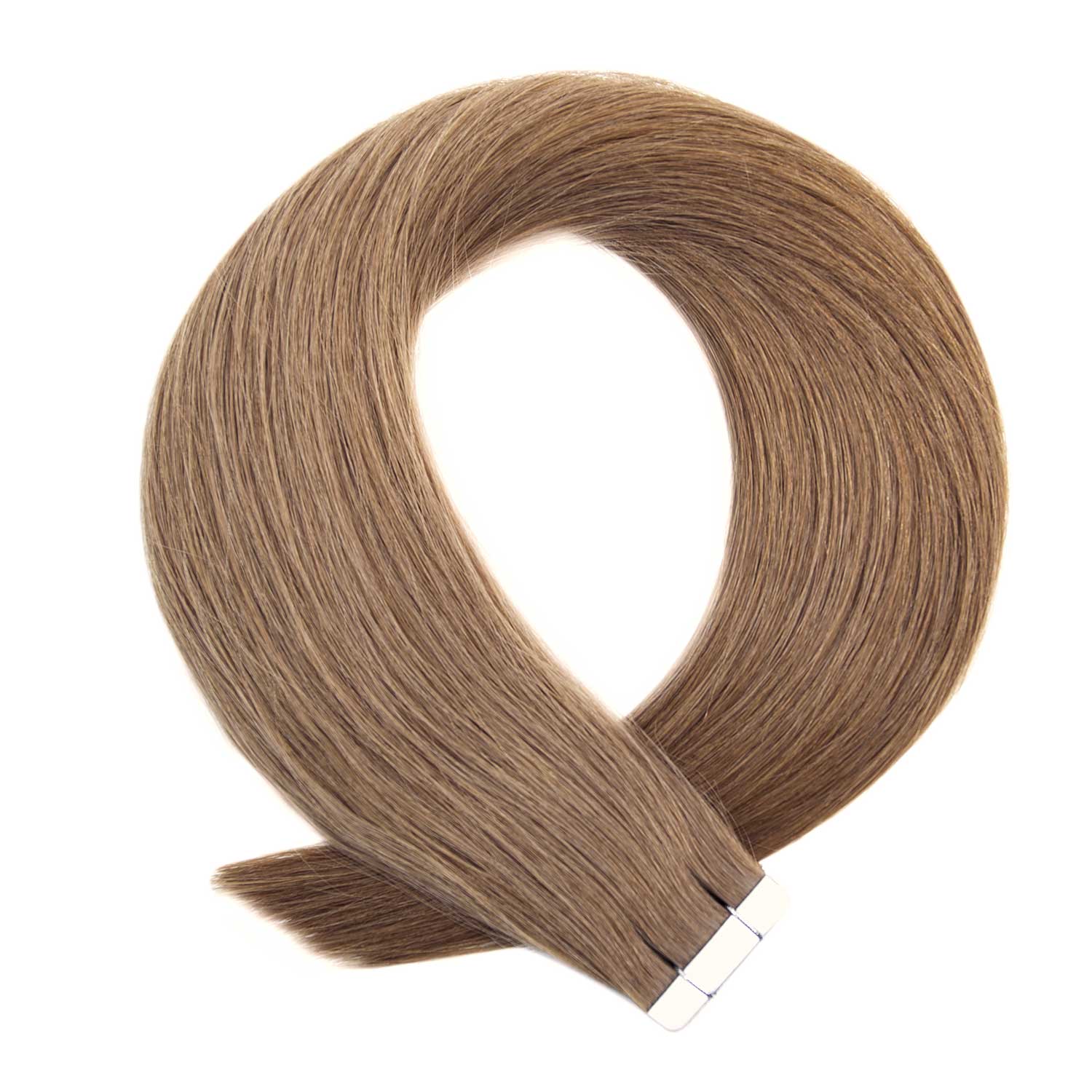 Double Drawn Tape Hair Extensions #6 Cool Light Brown Virgin Russian Hair