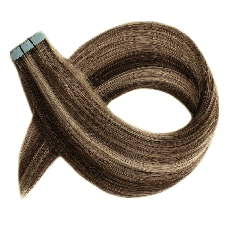 Sample Hair Extensions Colour Match#2/16 Dark Brown Natural Blonde  Mix