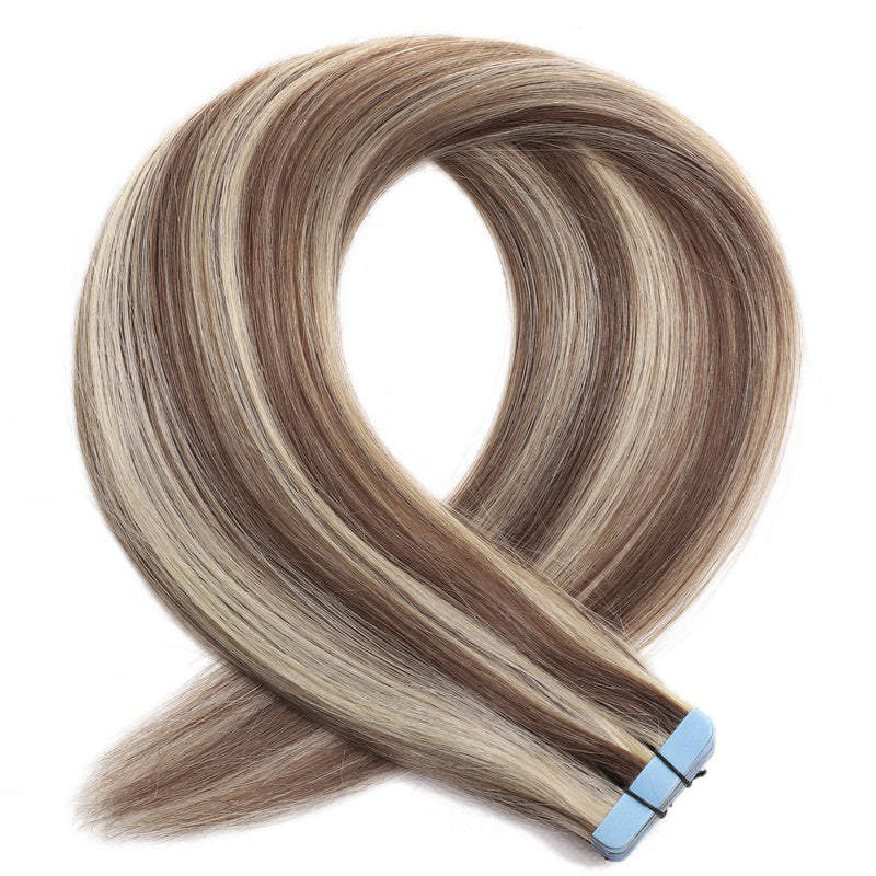 Hair Extensions Tape Afterpay #6/60 Medium Brown Platinum Blonde Mix 17"