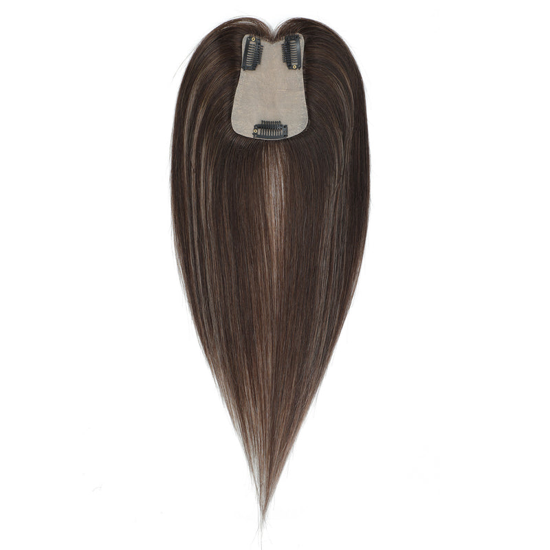 Human Hair Topper #2c/2c/8a Chocolate and Ash Brown Balayage
