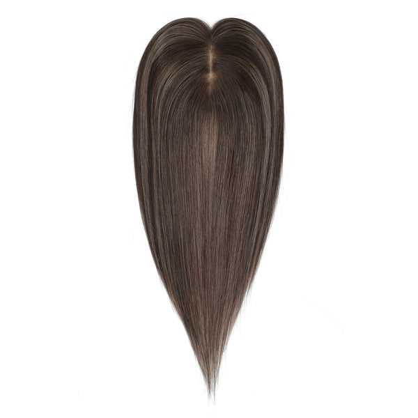 Human Hair Topper #2c/2c/8a Chocolate and Ash Brown Balayage