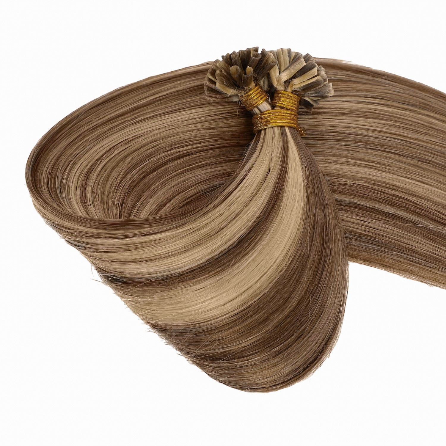 Keratin Bond Hair Extensions #8/22 Ash Brown Sandy Blonde