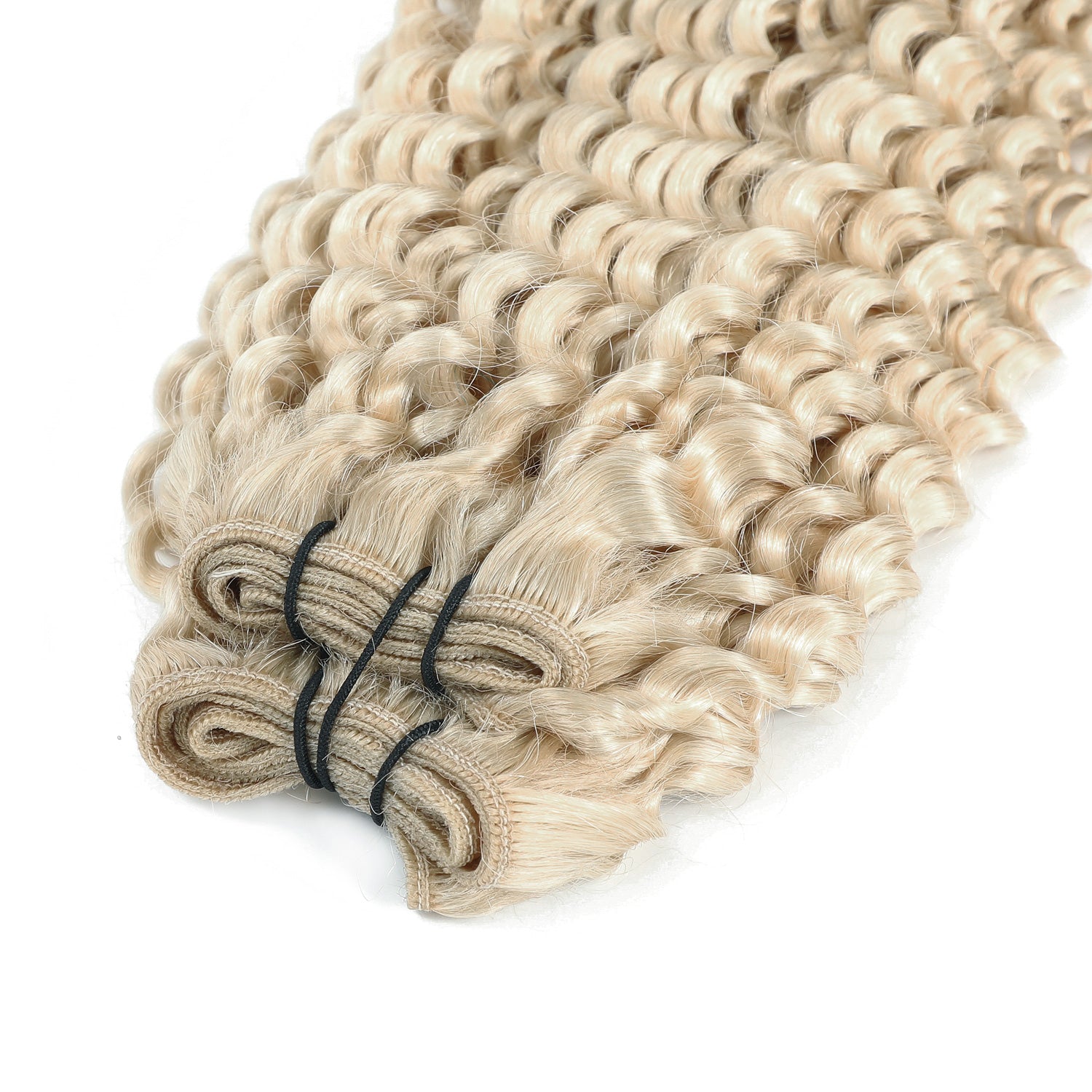 Weft Curly Hair Extensions 3C #60a Cool Platinum Blonde