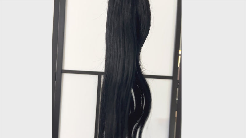 Clip In Hair Extensions Wavy Human Hair Extensions #1 Jet Black 22”