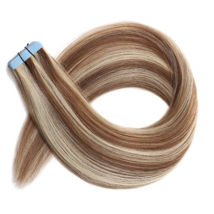 Tape Hair Extensions  21"  #10/613 Caramel & Bleach Blonde Highlights