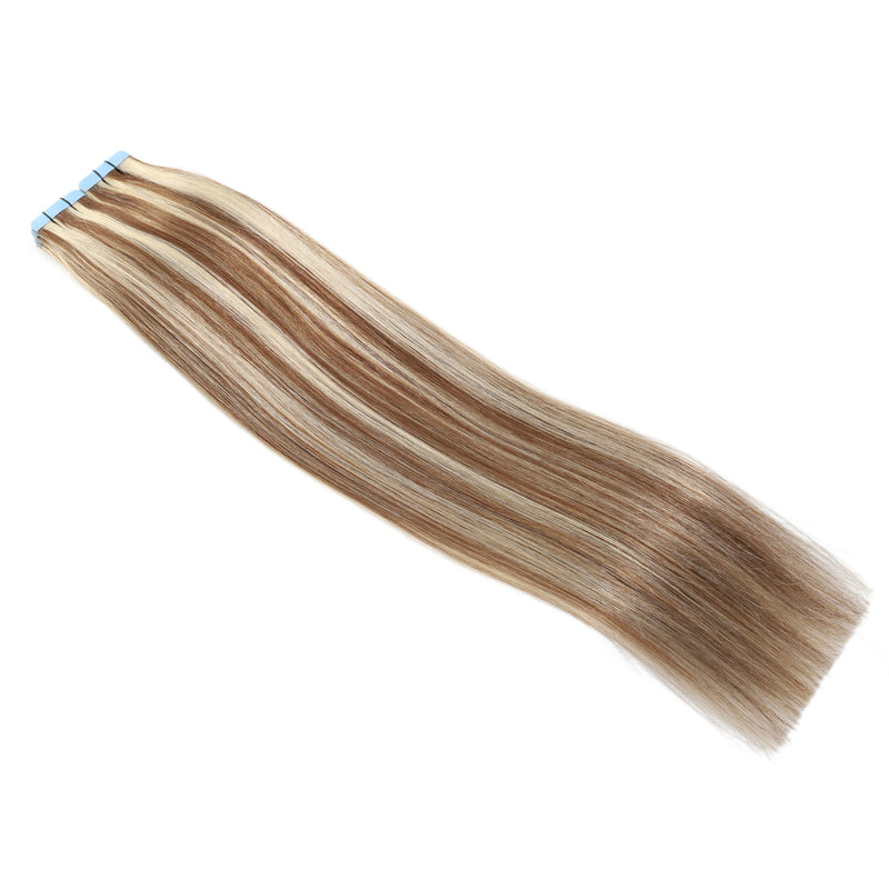 Tape Hair Extensions  21"  #10/613 Caramel & Bleach Blonde Highlights