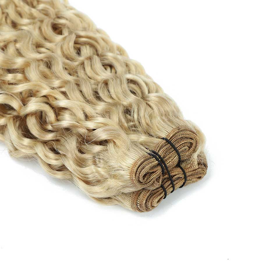 Weft Curly Hair Extensions 21" #18a/60 Ash and Platinum Blonde Mix