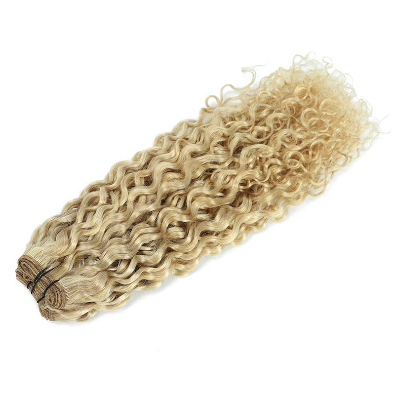 Weft Curly Hair Extensions 21" #18a/60 Ash and Platinum Blonde Mix