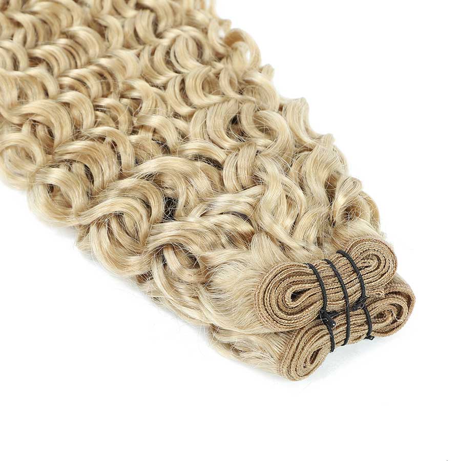 Weft Curly Hair Extensions 21" - #18a Ash Blonde