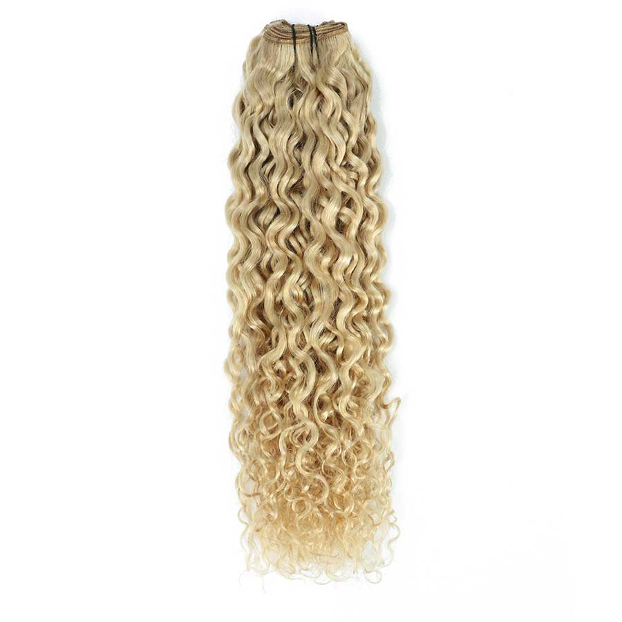Weft Curly Hair Extensions 21" #18a/60 Ash and Platinum Blonde Mix