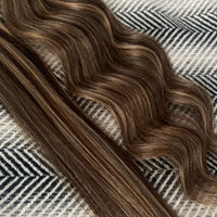 Micro Bead Hair Extensions I Tip #2/16 Dark Brown Natural Blonde Highlights