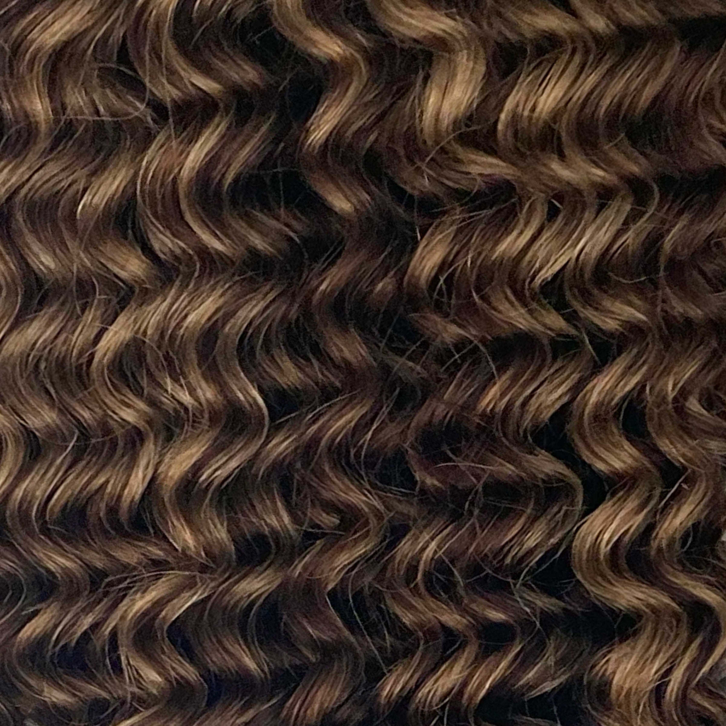 Weft Curly Hair Extensions 3C 25" - #2/16 Dark Brown and Natural Blonde Highlights