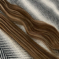 Tape Hair Extensions  21"  #4/27 Chestnut Brown and Bronzed Blonde