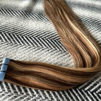 Hair Extensions Tape  13" #4/27 Chestnut and Bronzed Blonde Mix