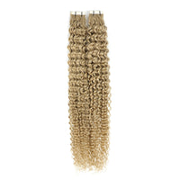 Curly Tape Human Hair Extensions  #18a Ash Blonde