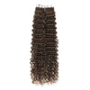 Curly Tape Human Hair Extensions  #4 Chestnut Brown