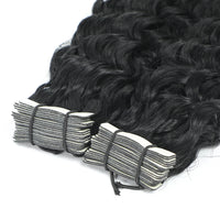 Curly Tape Human Hair Extensions  #1 Jet Black