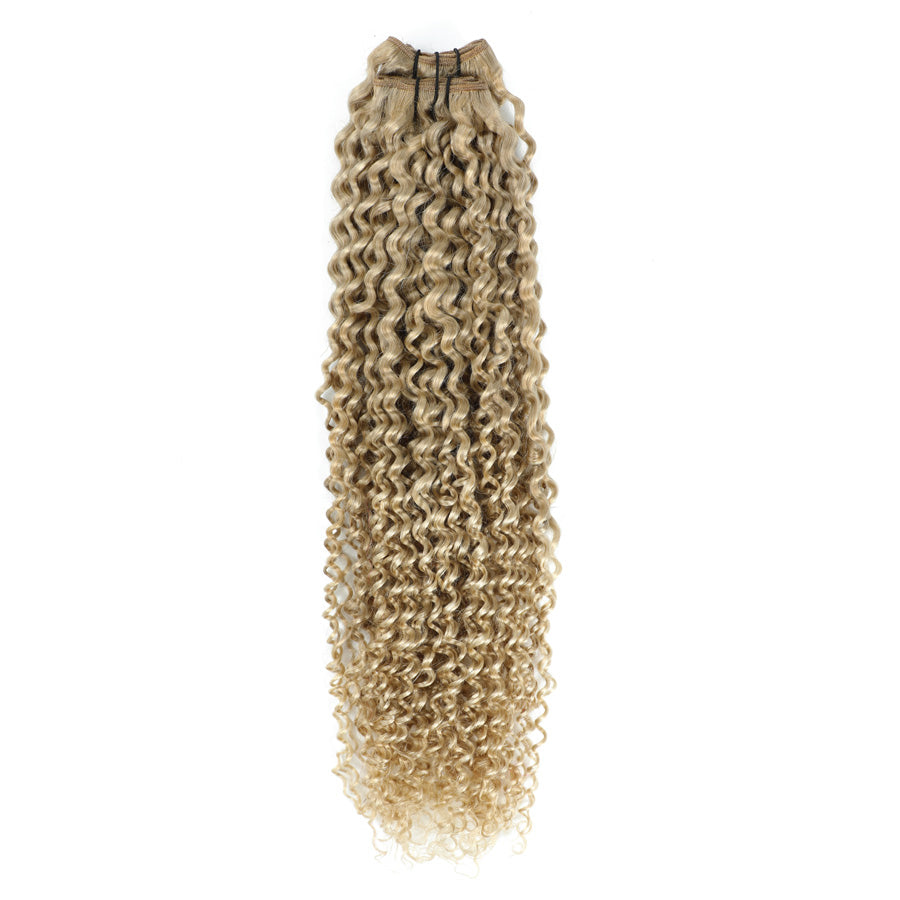 Weft Curly Hair Extensions 3C 25" - #18a/60 Ash and Platinum Blonde Mix