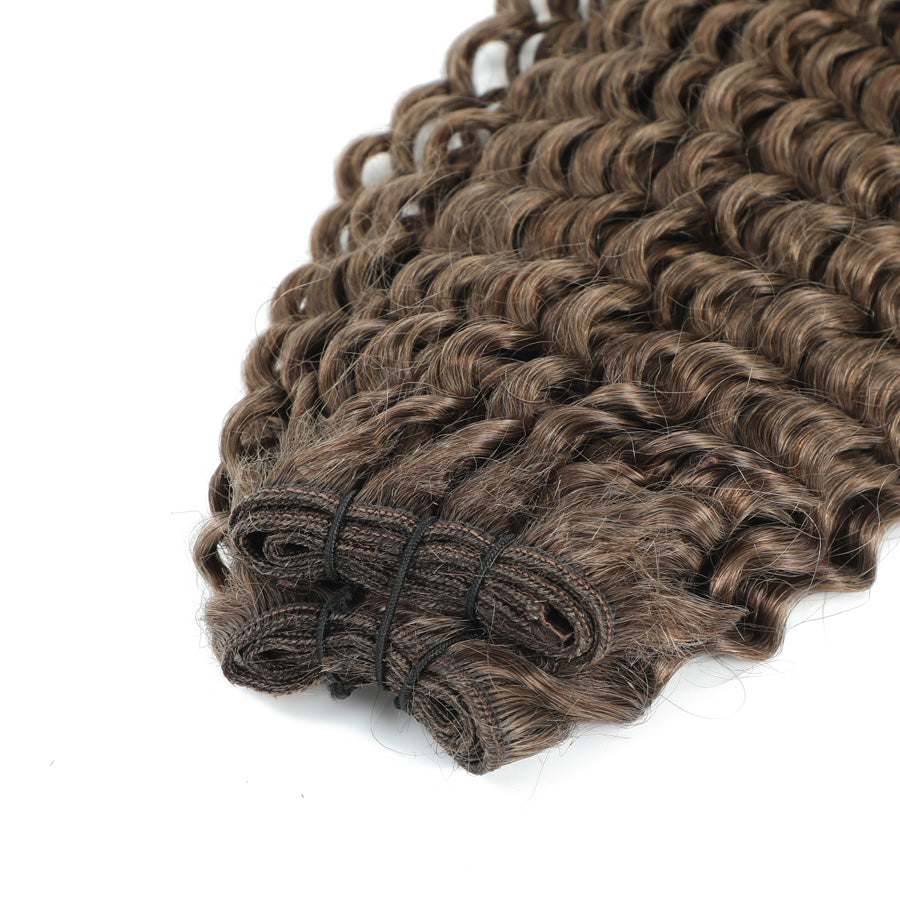 Weft Curly Hair Extensions 3C 25- #8a Ash Brown - PA Hair Extensions