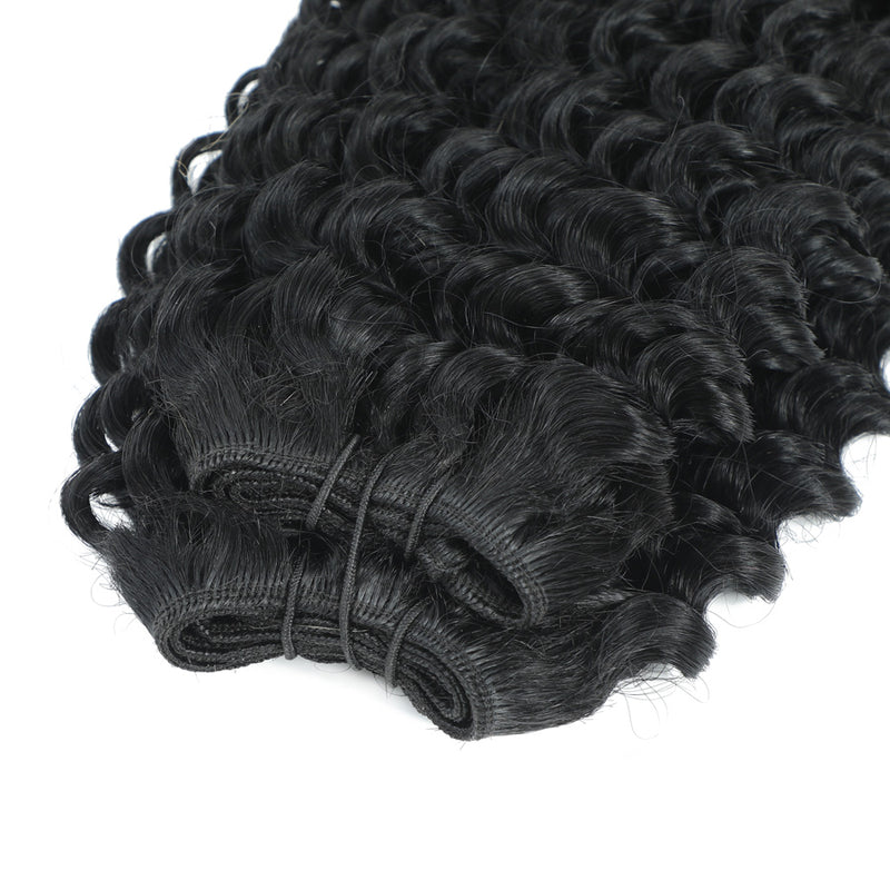 Weft Curly Hair Extensions 3C 25" - #1 Jet Black