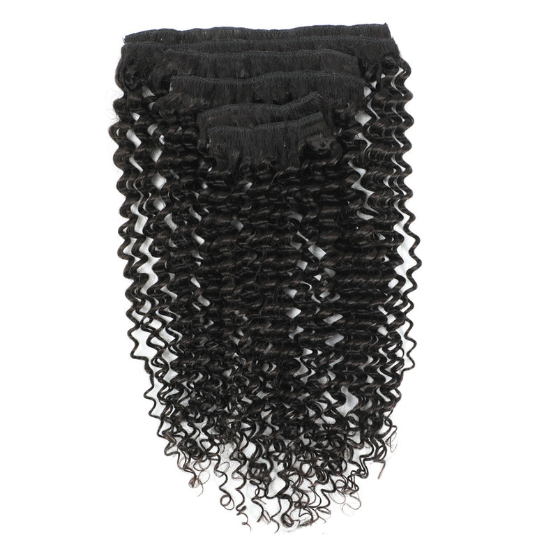 Curly Hair Clip In Human Hair Extensions Extensions 3C #1b Natural Black