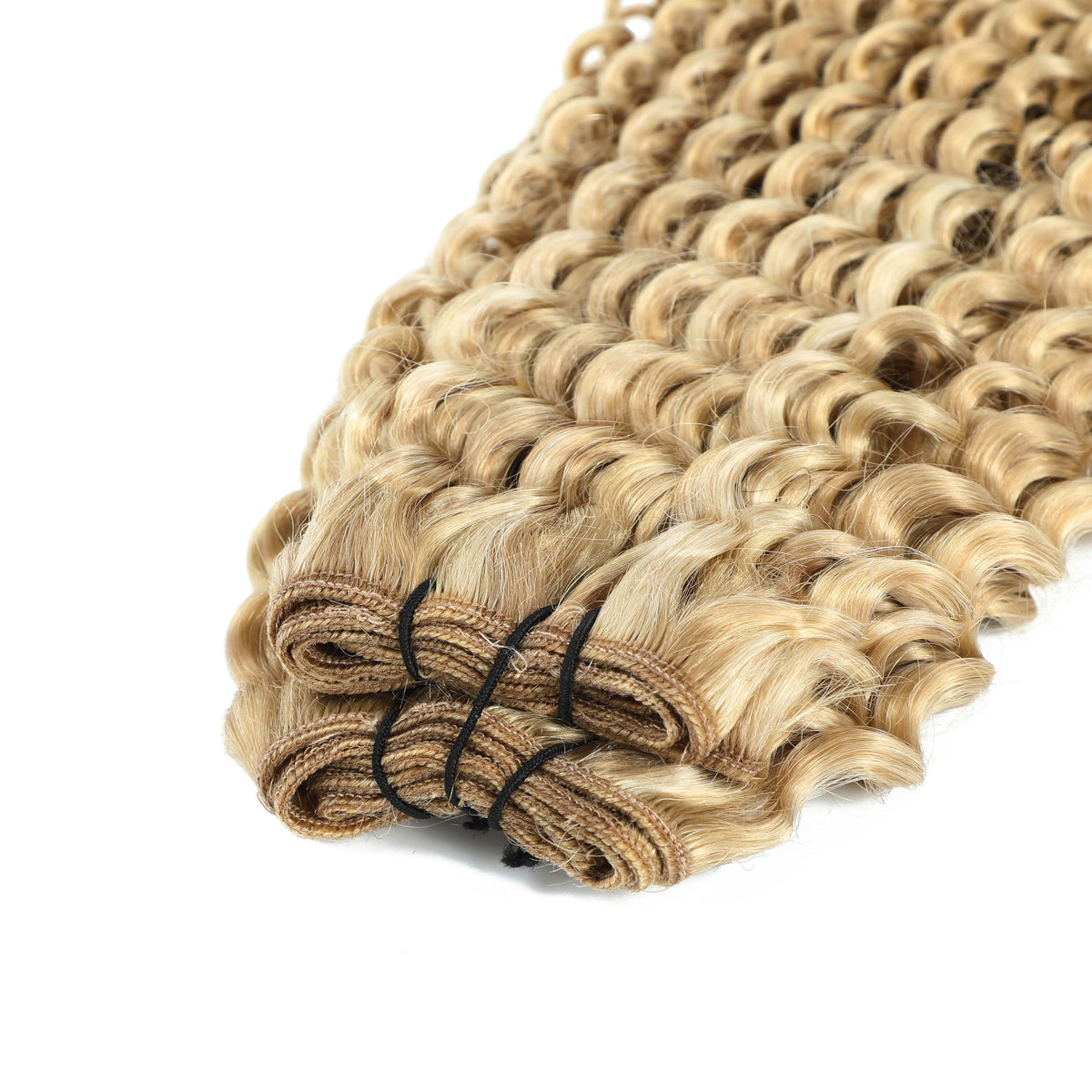 Weft Curly Hair Extensions 3C 25" - #51/60 Champagne Blonde and Platinum Blonde Mix