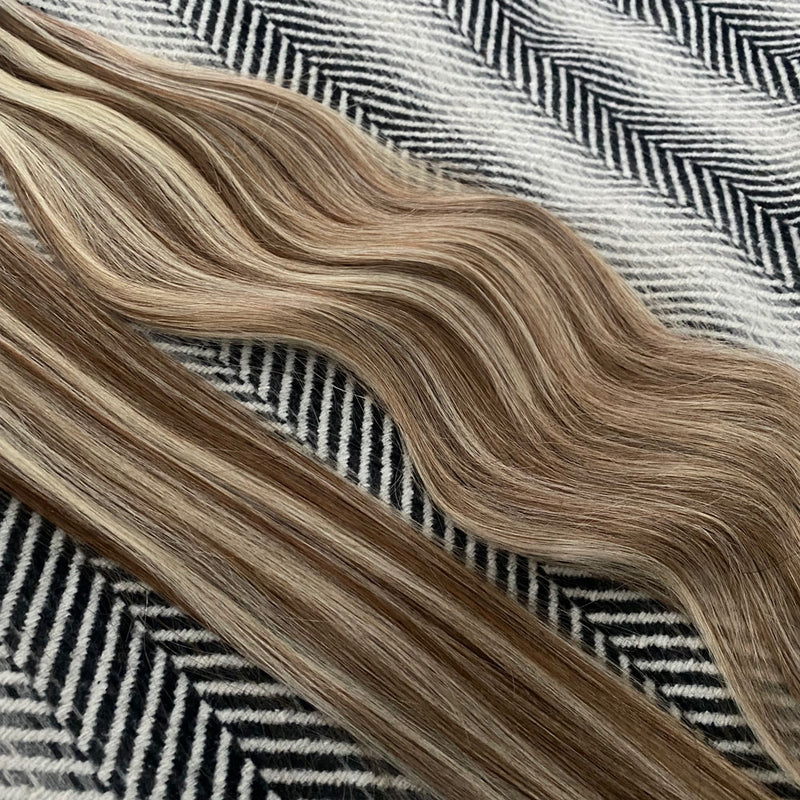 Tape Hair Extensions  21"  #6/60 Medium Brown Platinum Blonde Mix