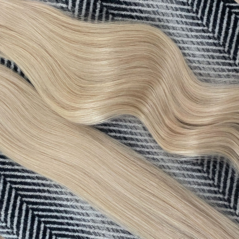 Clip In Wavy Human Human Hair Extensions #60b Vanilla Blonde 22 Inch