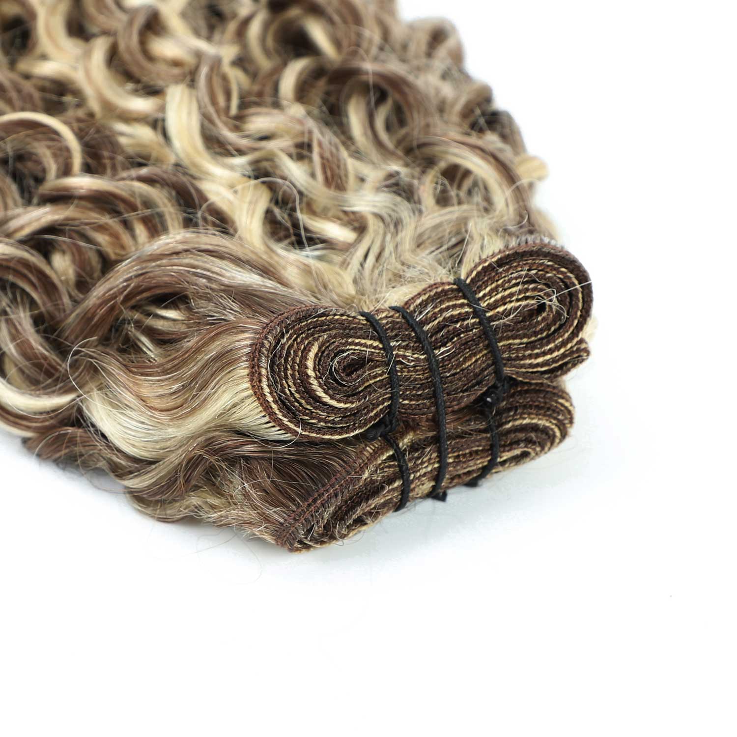 Weft Curly Hair Extensions 21" #8a/60 Dark Ash Brown and Platinum Blonde Mix