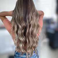 Tape Hair Extensions 23" #8/60 Ash Brown Platinum Mix