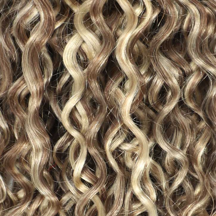 Weft Curly Hair Extensions Ash Brown And Platinum Blonde Mix