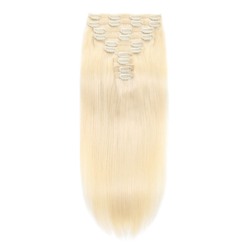 A single strand of hair from 26 inch human hair extensions, showcasing the quality and natural appearance. Each strand blends seamlessly with your own hair, providing a flawless and cohesive look.